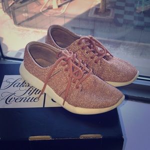 Zara Rose Gold Glitter Sneaker Size 37 6.5-7